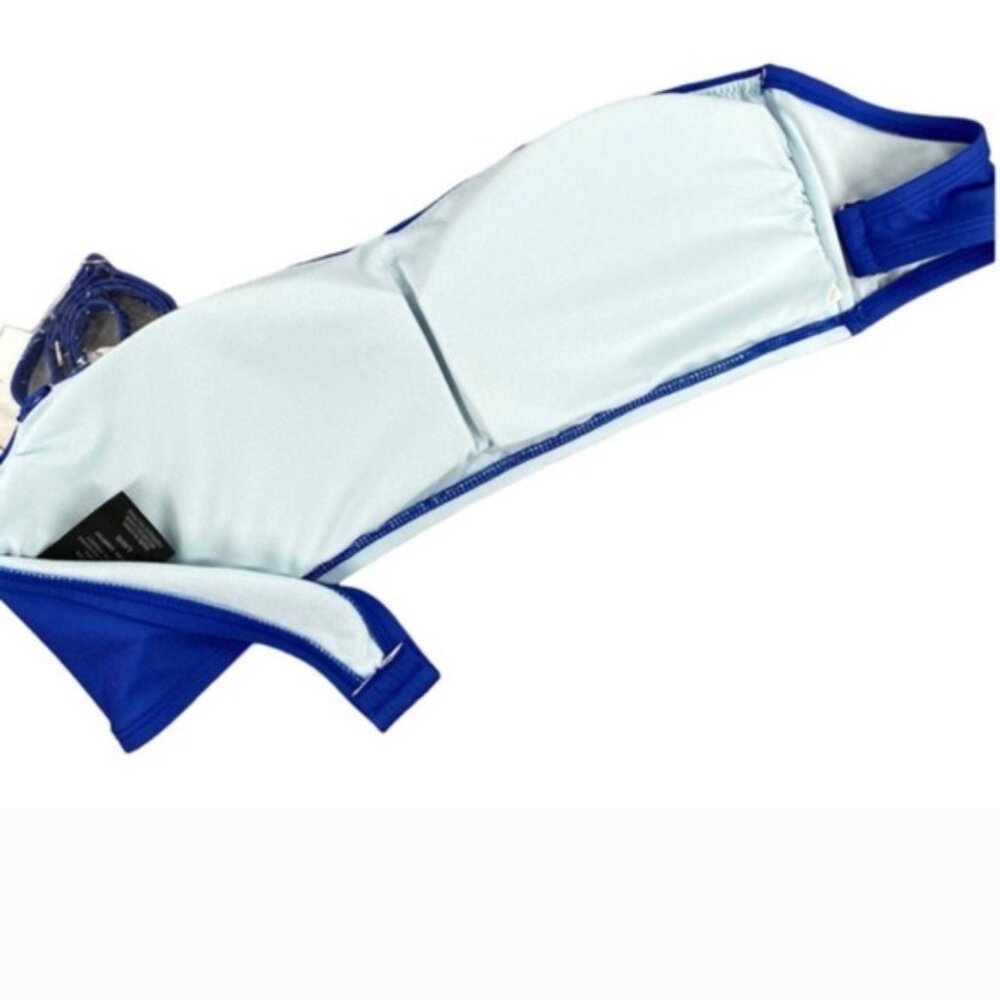 DKNY Bandeau Colorblock Bikini Swim Top Medium New Blue Beach Vacation Travel - Picture 4 of 9